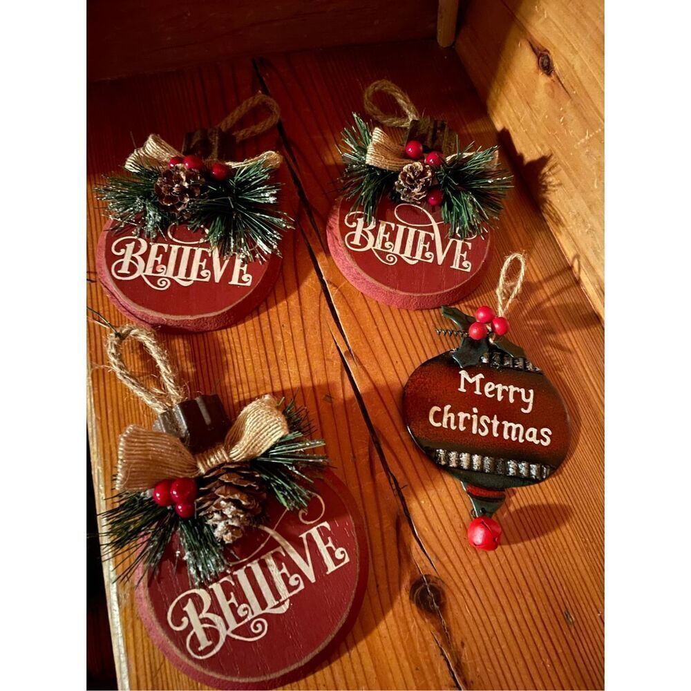 Believe Ornaments x4